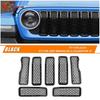 7PCS Black Front Grille erts Mesh Grill Frame Trim for Jeep Wrangler JL 2024+