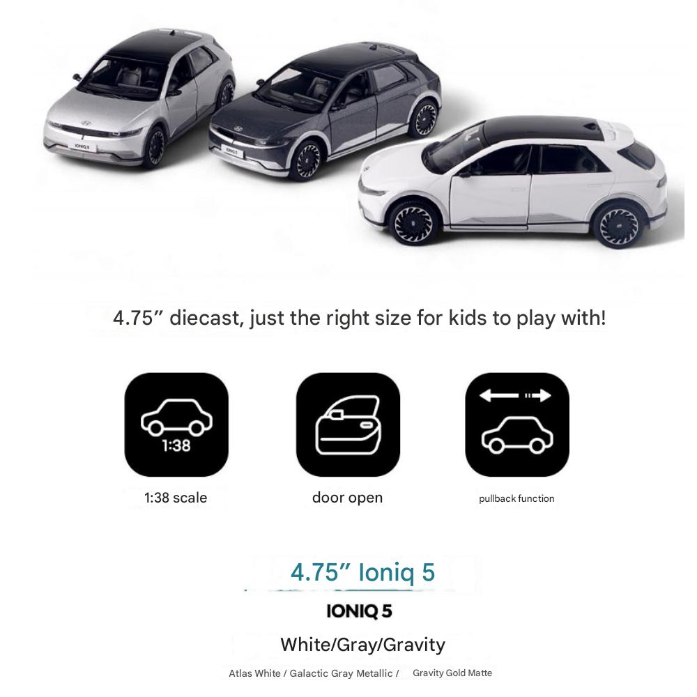 Hyundai Motor Car IONIQ5 Мини Литой 1:38 Машина, Вариант3Цвета, Игрушка с инерционным механизмом