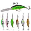 6PCS 10cm/7.5g Three Anchor Hook Water Surface Fish Bait Sequin Hard Bait