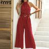 Женские модные повседневные брюки с принтом в горошек, летние весенние брюки без рукавов, комбинезоны и ромперы