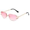 New trimmed rimless metal glasses sunglasses men's European and American fashion trend sunglasses women's toad glasses