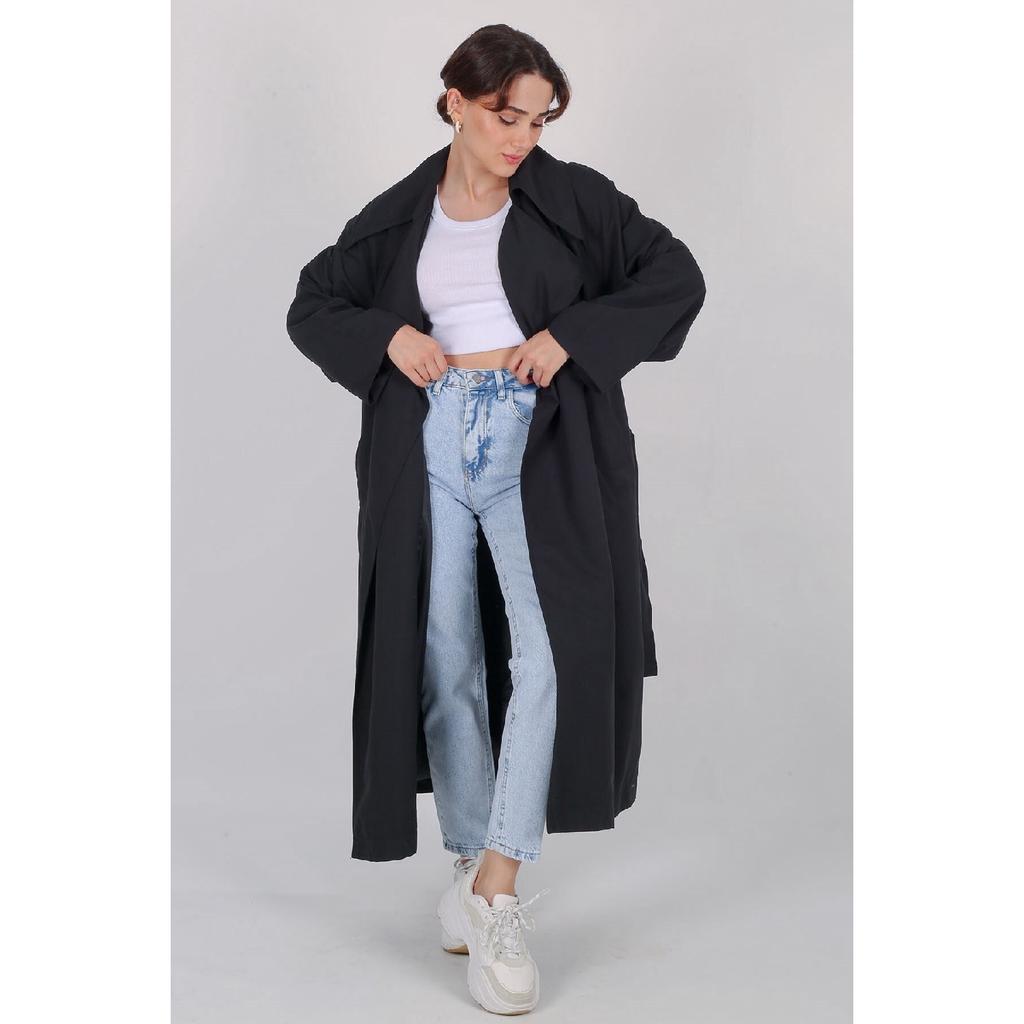 Women's Beige Belted Seasonal Trench Coat