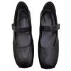 Spot second hair! French square head flat bottom Mary Jane women's shoes 2025 new leather versatile Velcro single shoes