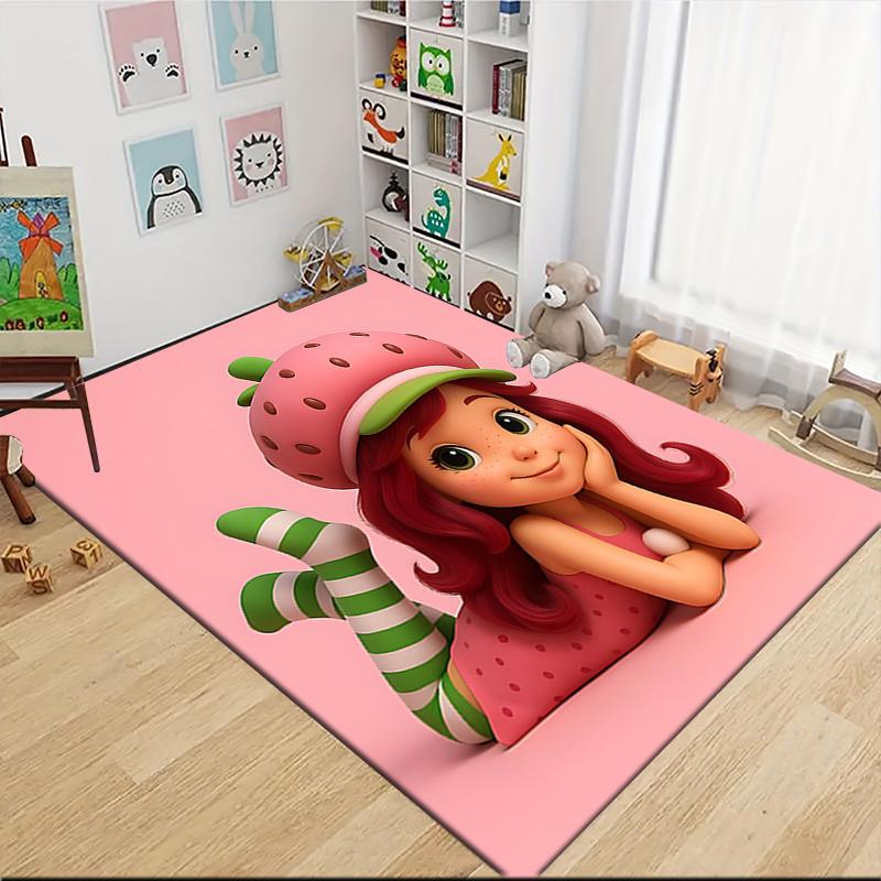 1Pc Strawberry Shortcake'S Sweet Adventure Carpet Rug Customizable Soft Washable Antislip Home Living Room Sofa Mats Personalized Rug 0917257