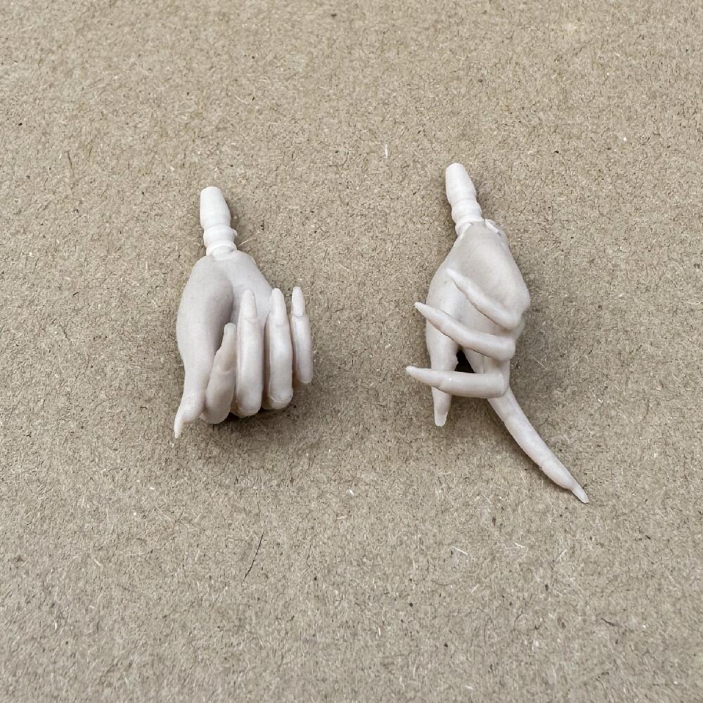 1 пара MENGF Япония Белые Сменные Руки с Длинными Ногтями Разные Жесты Универсальные для Куклы 1/6 FR/IT DIY Маникюр