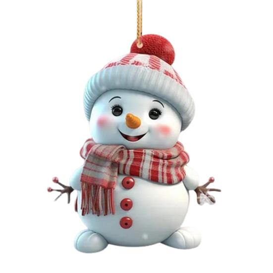5 шт. Милые мультяшные украшения в виде снеговиков, акриловый подвесной декор для рождественской елки, зеркала заднего вида автомобиля, праздничные домашние украшения для витрины