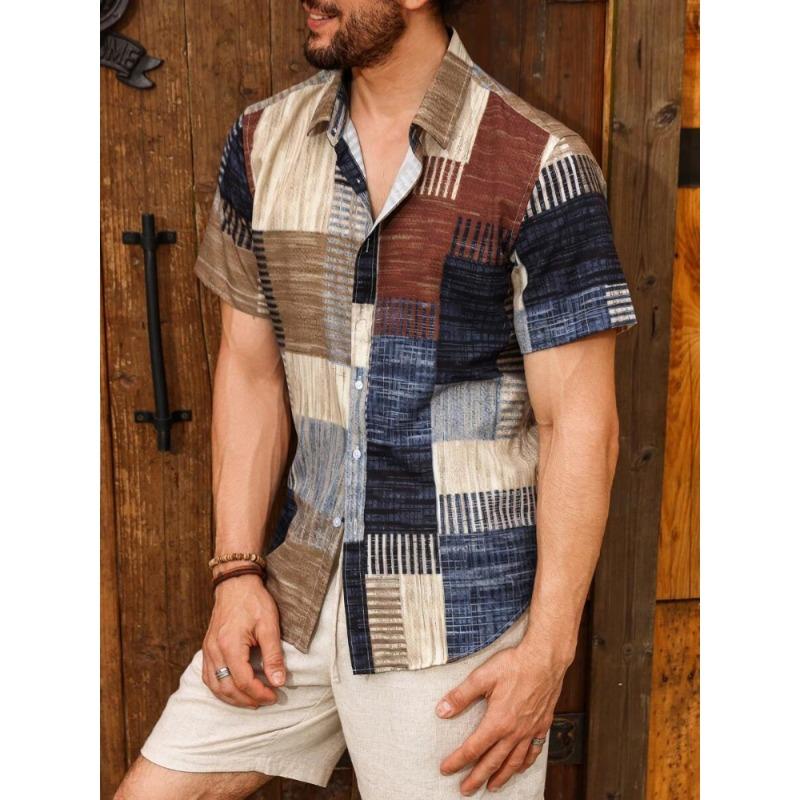 Мужская рубашка с короткими рукавами с принтом головы быка, летняя рубашка с короткими рукавами для улицы, городская повседневная модная мужская рубашка