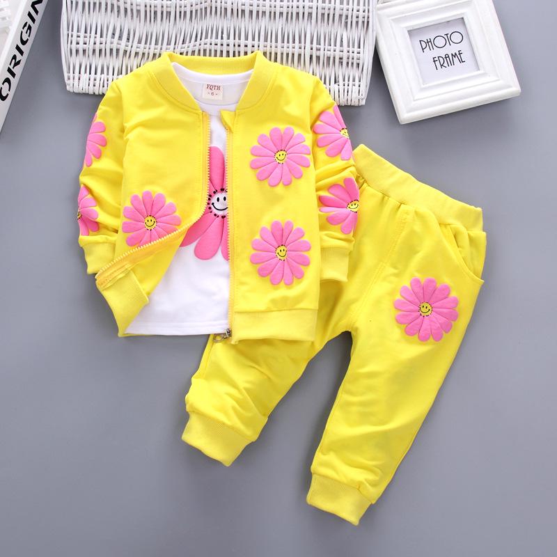 Baby Girl Fall Print Set Girl Clothes Three-piece Children's Clothes Fashion Outerwear