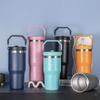 Stainless Steel Large Capacity Thermos Cup Outdoor Portable Handle Car Cup Travel Straw Cup