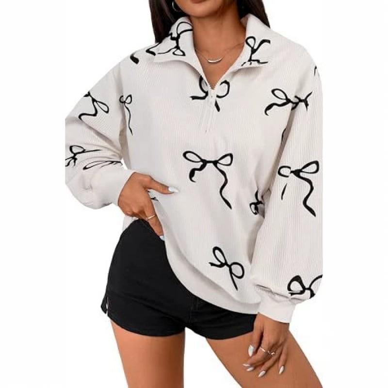 Womens Half Zip Hoodie 3D Leopard Print Long Sleeve Casual Top Fall Winter Slim Fit Loose Size S-XXXL