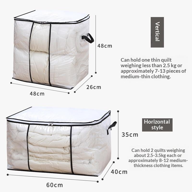 Clear Window Clothes Storage Bag Large Capacity Strong Zippers Waterproof for Moving Travel Bedding Storage