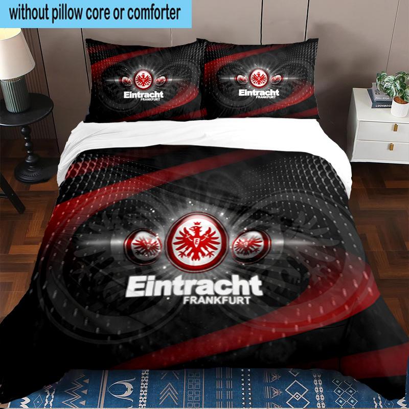 Flaming Heart Frankfurt Emblem 3PCS Bedding set,Ideal for1pc Duvet Cover And 2pcs Pillowcases Perfect for Christmas gift,Ideal for Bedroom, Dormitory