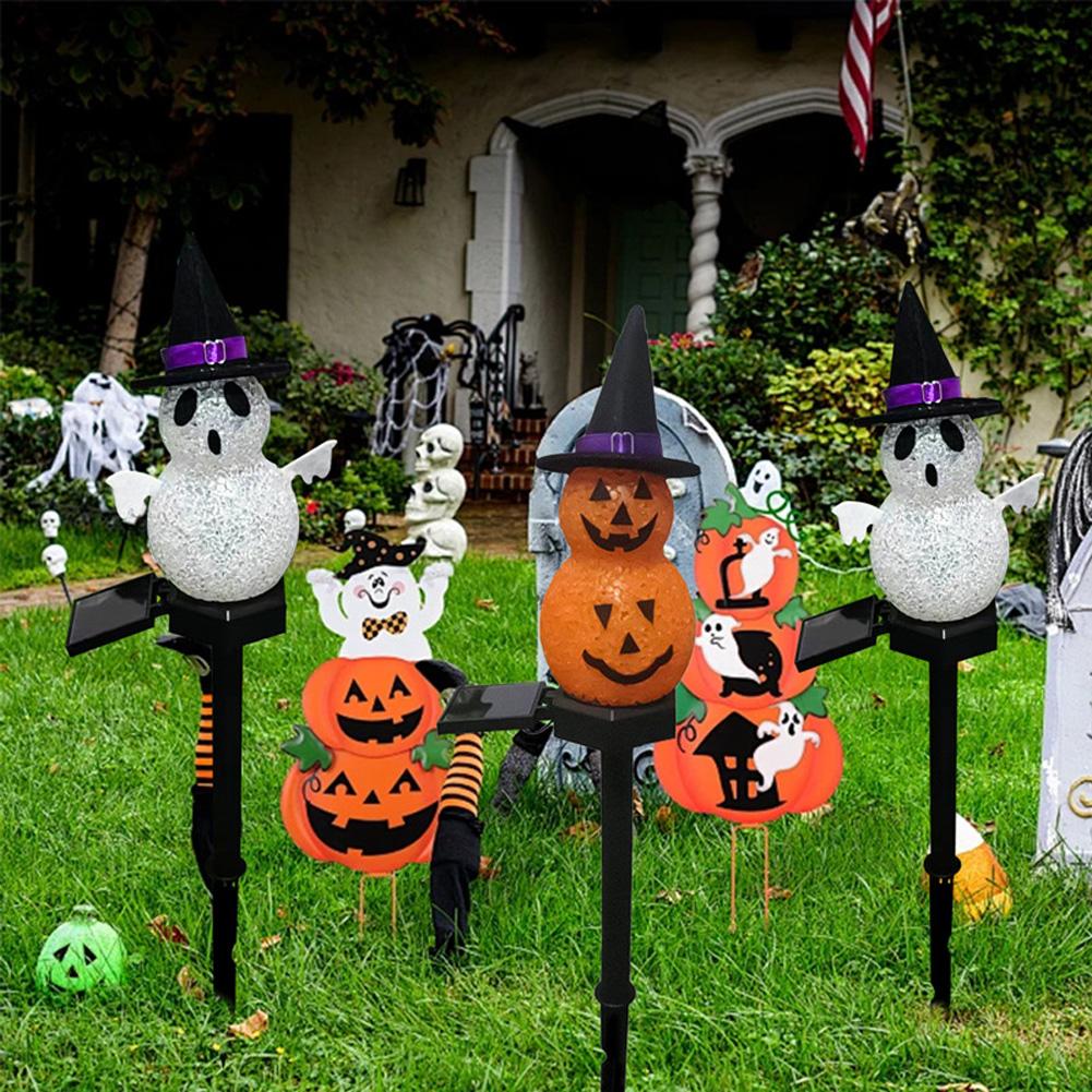 Halloween Decorations Solar Garden Lights Outdoor, Specter Pathway Decorations, Waterproof Outside LED Lamp Decor For Yard Patio