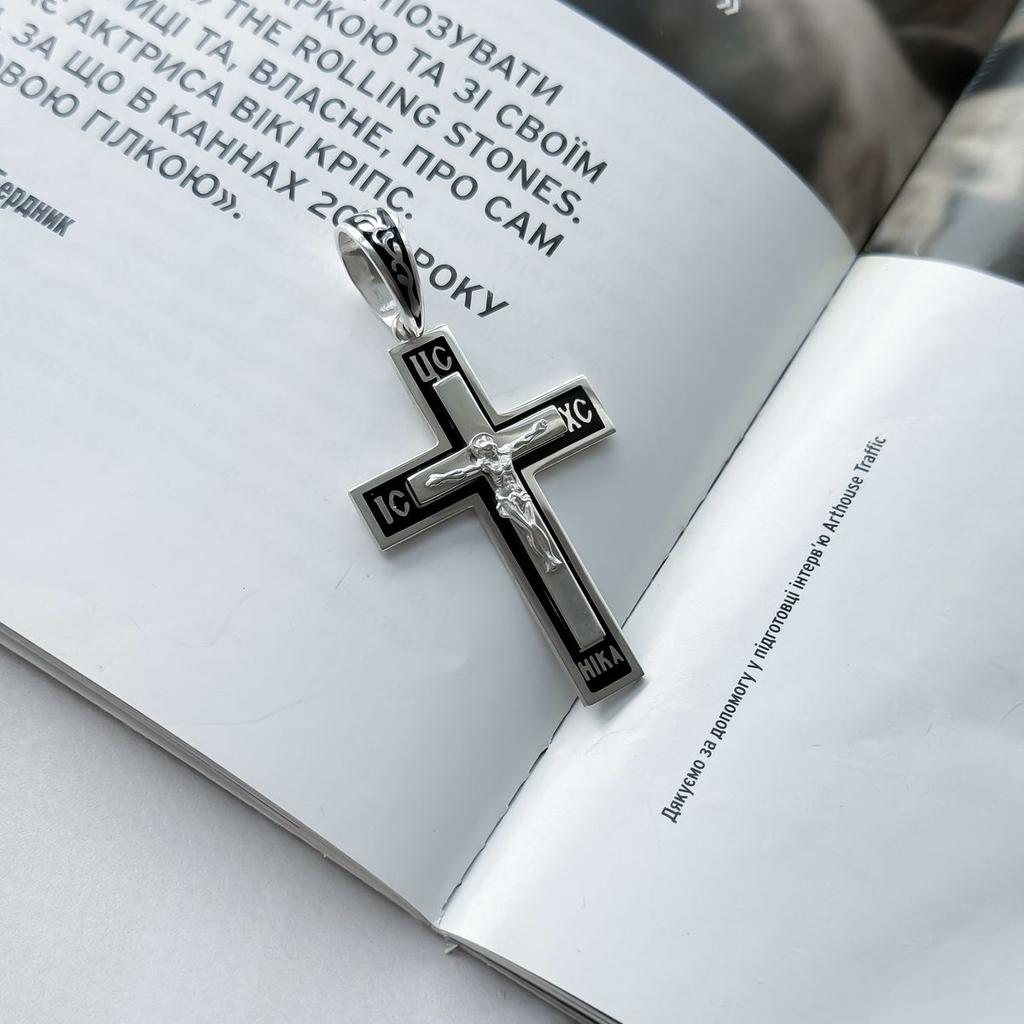 Серебряный крестик с емаллю (2156611)