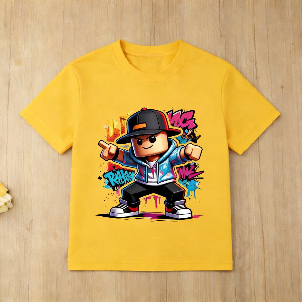 Colorful Splash Art Roblox Kids T Shirt Boys Girls Casual Short Sleeve Cotton Tops Childrens Daily Outfit 414Y