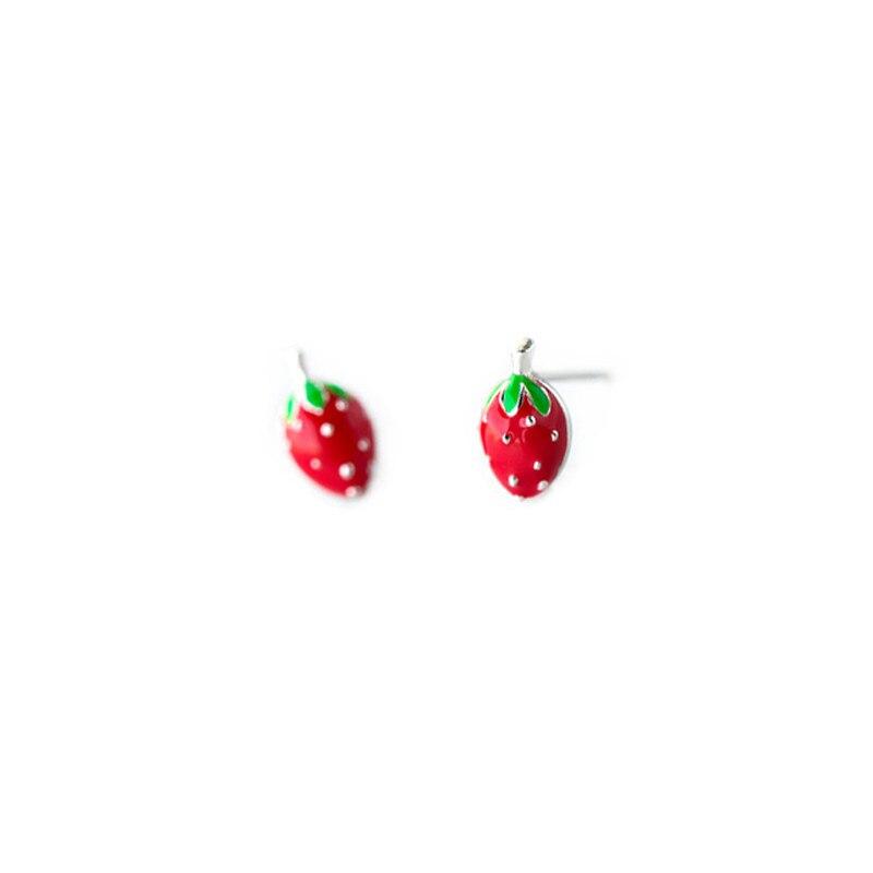 925 Sterling Silver Piercing Strawberry Cut Stud Earrings For Women Girls Wedding Party Gift Pendientes