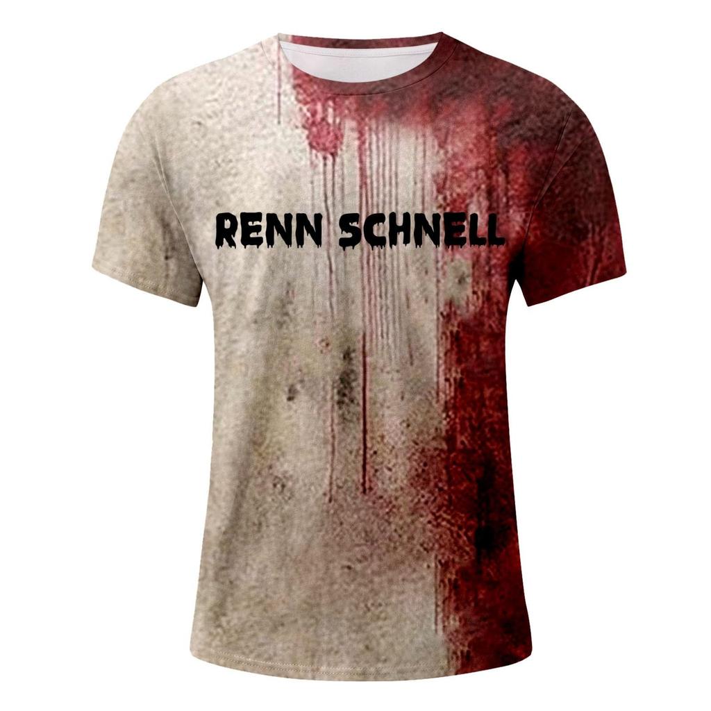 Halloween T Shirt Men's Casual Round Neck Blood Splatter Pattern Tops Horror Bloody Printed Short Sleeve Tops