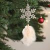 Christmas Tree Ornament Snowflake Plush Pendant Hanging Xmas Pendant with Feather Elements Sequins Bells Winter New Year Party Decor