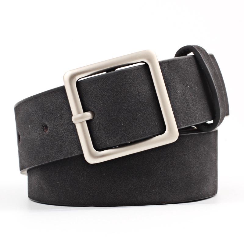 Women Thin Nubuck Leather Belt Alloy Buckle Vintage Waistband Strap