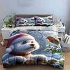 "Christmas Dog and Bird Scene" Bedding Duvet Cover Set Duvet Cover Pillowcases  (1*Duvet Cover 2*Pillowcases, without duvet insert)