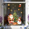Seasonal Glass Adhesives Cartoon Christmas Window Sticker Removable Santa Snowman Tree Decal Waterproof Claus Decals Static Cling PVC Sticker