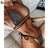 Glitter Sparkling Wrap Around Mini Bikini Women Swimwear Female Swimsuit Two-pieces Bikini Set Bather Bathing Suit Swim
