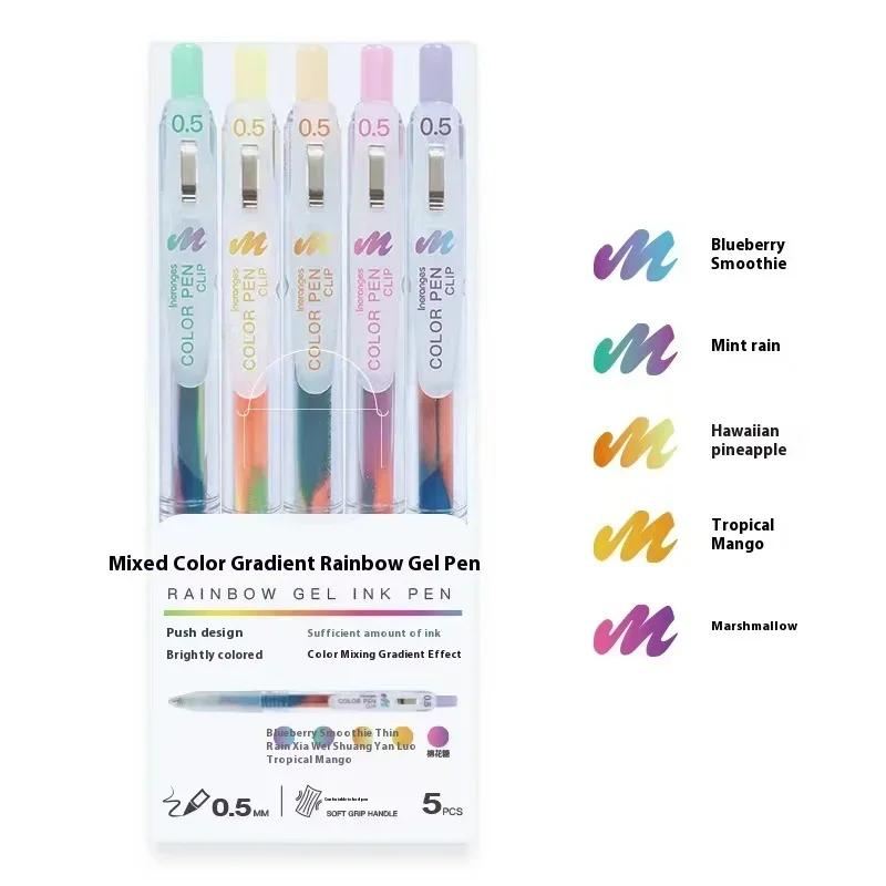 0.5mm Gel Pen Sets Retractable 5pcs Color Japanese Pen Quick-Drying for Writing Drawing Scrapbooks Journals School Stationery