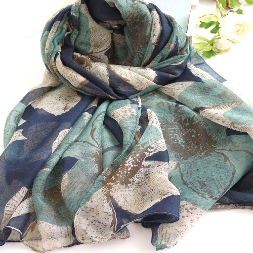 Vintage Long Women Soft Printed Scarf Wrap Voile Shawl Scarves