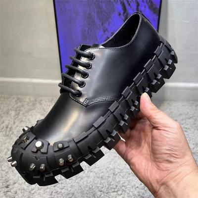 Мода Панк Женские Ботильоны на Шнуровке 2024 Металлическая Отделка Заклепками Круглый Носок Толстая Подошва Ботинки Женские Ночной Клуб Рок Платформа Обувь