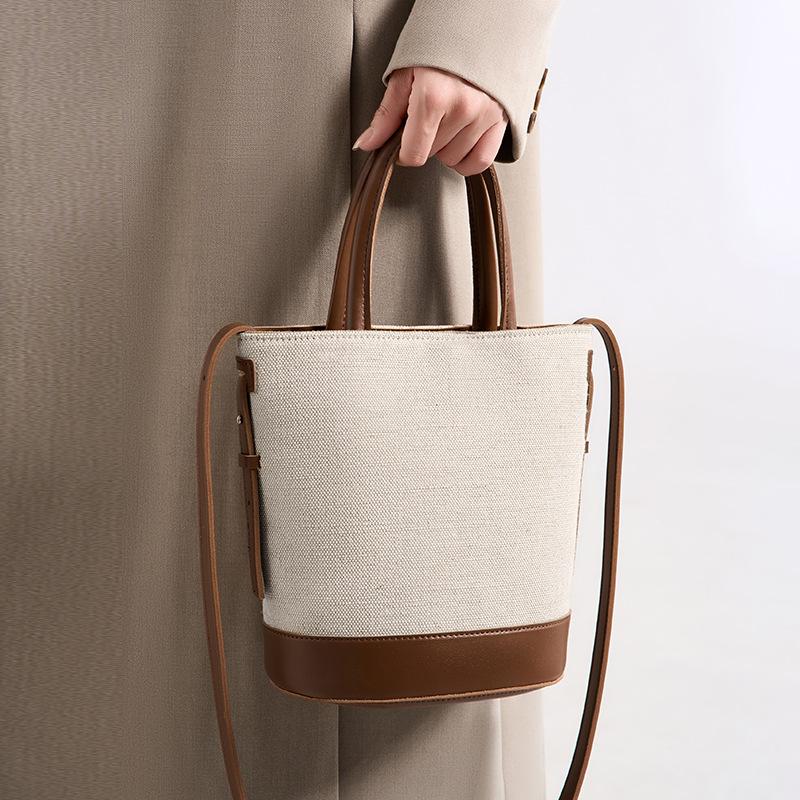 Simple and versatile casual large-capacity messenger bag bag women's Korean version fashion canvas portable bucket bag women's shoulder bag