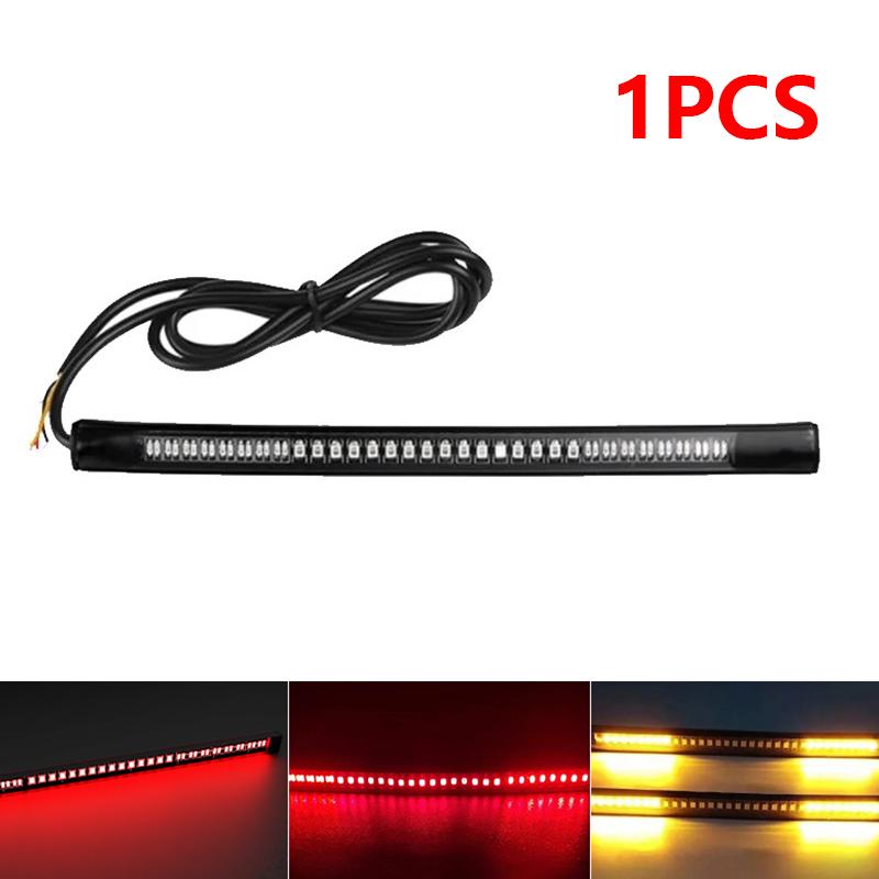 Motorcycle LED Tail Light Strips Flexible 48 LED Red Rear Brake Stop Tail Lihgt Amber Turn Signal Lamp Taillight Accessorie