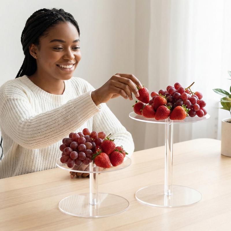 Acrylic Round Cake Display Stand Clear Pastry Plate Elegant Dessert Holder for Wedding Birthday and Special Occasions