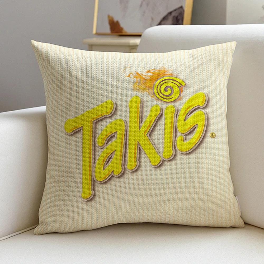 1P-Takis Chilii Chips Узоры Чехол на Подушку Натуральный Лен Комплект Наволочек, Универсальный Декор для Дивана, Спальни и Кресла