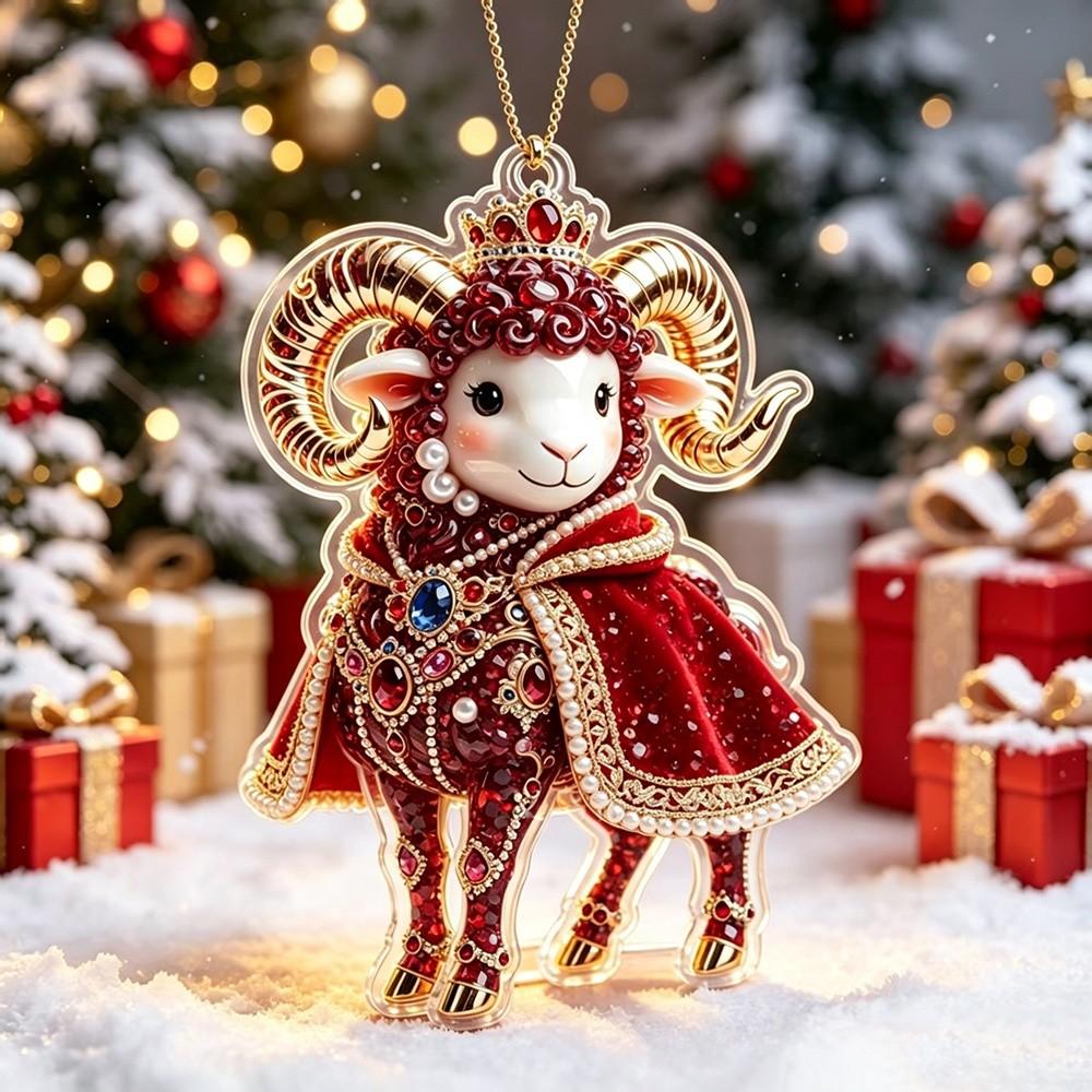Shining Goat Pendant Acrylic Animal Hanging Decoration Christmas Tree Ornament Holiday Party Decor