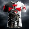 Templar Warrior 3D Printed T-shirt with Medieval Pattern Short Sleeve Top for Summer Men's Casual Street Round Neck Clothing
