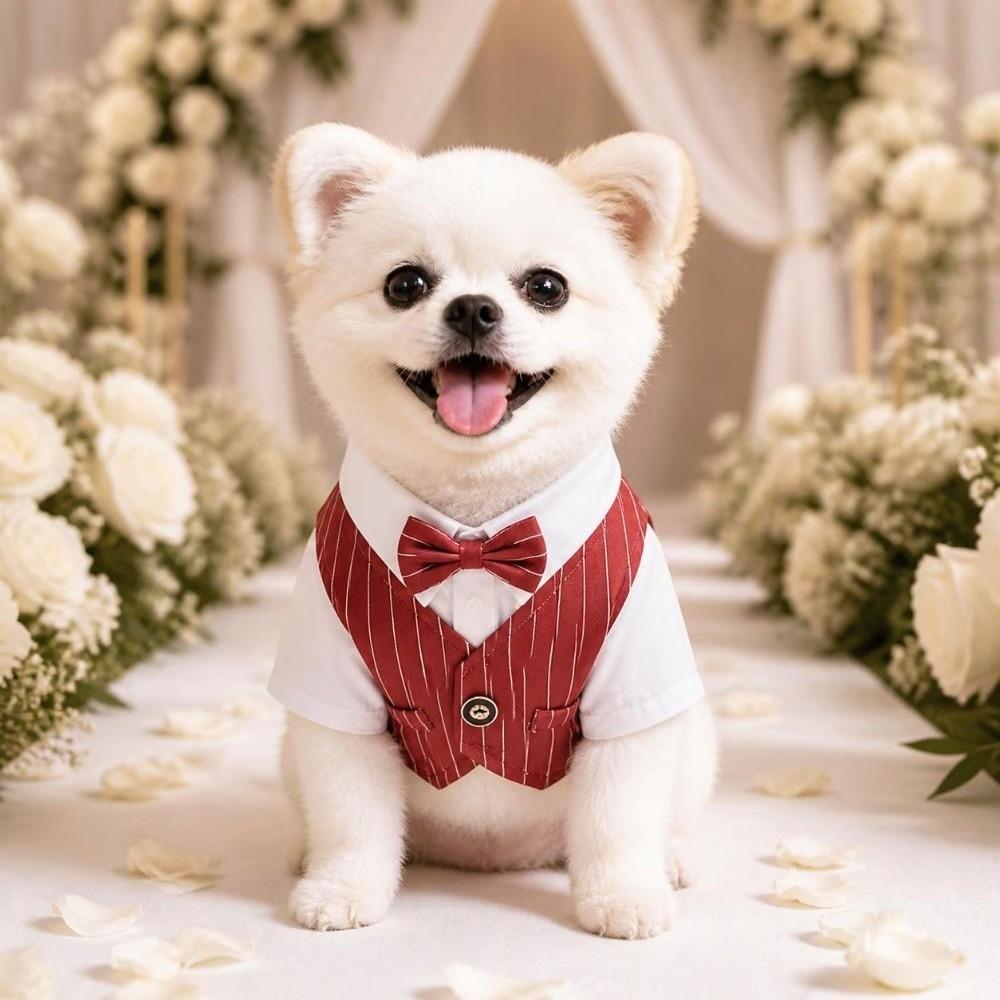 Lightweight Pet Tuxedo Outfit Button Closure Small Dog Clothes Dog Costume Vest Wedding Ceremony