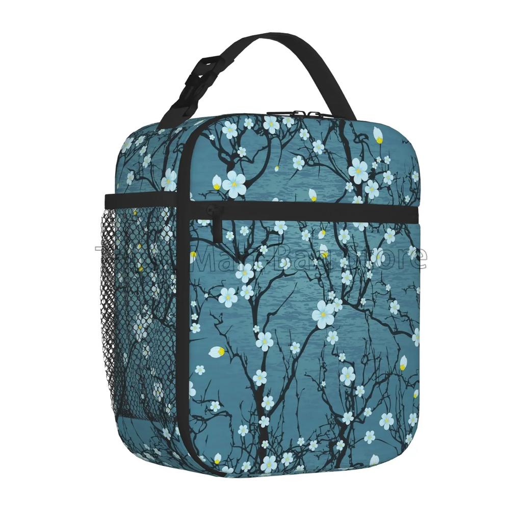 Японская Сакура Цветущая вишня Дерево Изолированная сумка для обеда Многоразовый ланч-бокс для работы Пикник Пляж Герметичный охладитель Bento Tote