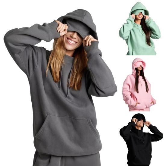 2Pcs/Set Airplane Mode Travel Hoodie Pullover Hoodie with Built-in Eye