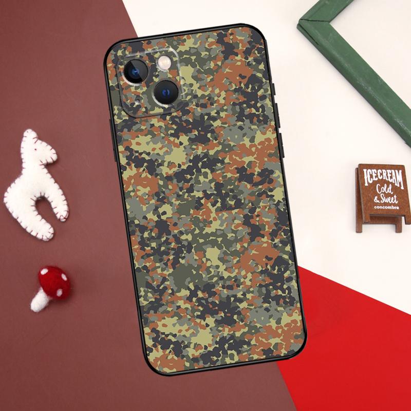 Камуфляжный камуфляжный чехол Flecktarn для iPhone X XR XS Max 12 13 Mini 7 8 Plus SE 2020 11 12 13 14 15 Pro Max задняя крышка