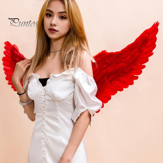 Halloween Cosplay Angel Wing Prop with Elastic Band Goose Feather Bright Colors Good Detail Stage Show Performance Role-Playing Party Dance Fake Wing