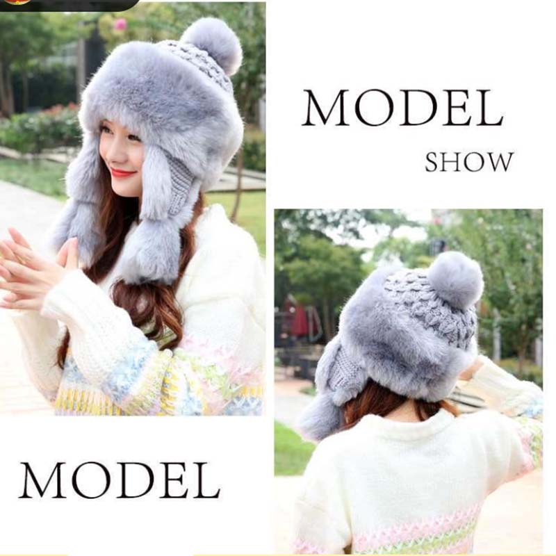 Lei Feng Hat, женская зимняя шерстяная шапка с имитацией лисьего меха, северо-восточная шапка, бархатные толстые наушники, корейская ветрозащитная шапка