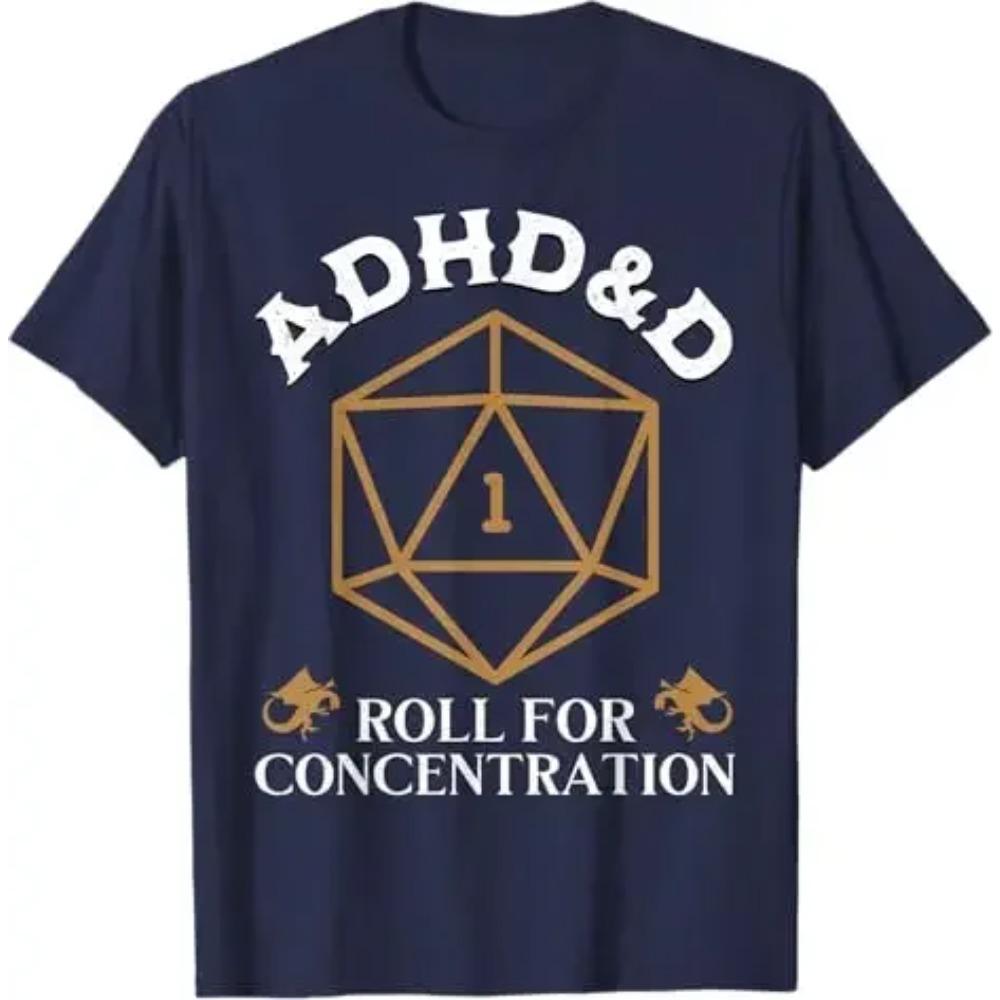 Винтажная футболка ADHD&D Roll for Concentration DnD для мужчин и женщин, RPG, геймерская графическая одежда, футболка со смешной надписью, блузки с коротким рукавом, подарок