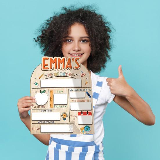 Табличка «Первый день в школе» Деревянная табличка с вехой образования Сувенирная доска для рисования маркером Подарки детям на «Снова в школу»