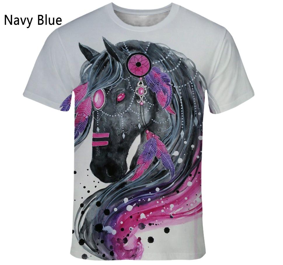 Новая Модная 3D Печатная Футболка с Изображением Животного Лошади Мужская и Женская Летняя Повседневная С коротким Рукавом Харajuku Уличная Рубашка Топы