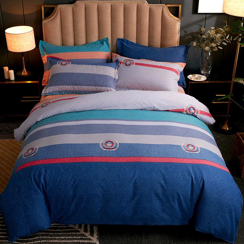 Комплект из четырех предметов из плотного хлопкового потертого материала, легкое роскошное теплое одеяло из чистого хлопкового набивного потертого материала, комплект из четырех предметов из простыни