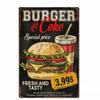 Вкусный Гамбургер Еда Знаки Металлические Таблички Барбекю Кухня Ресторан Магазин Жестяная Табличка Декоративные Постеры Ретро Железная Живопись
