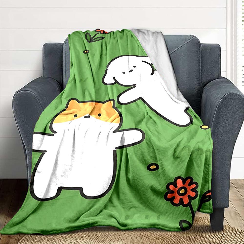 1pc Pet Friends Pattern Blanket Warm, Cozy, And Soft, Suitable for Sofas, Beds, Cars, And Office Use.Perfect for Camping And Travel, Making It a Great