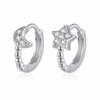 Moon Star Silver White Round Zirconia Custom Hoop Earrings Fashion Jewelry