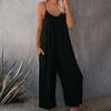 Новые женские модные комбинезоны без рукавов с карманами на бретелях и широкими штанинами, повседневные свободные брюки, комбинезоны больших размеров, длинные брюки