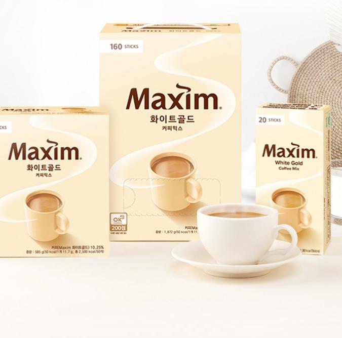 Maxim Белое золото Корейский растворимый кофейный напиток 3-в-1 – 50 стиков | Нежный и сливочный вкус | Прямо из Кореи